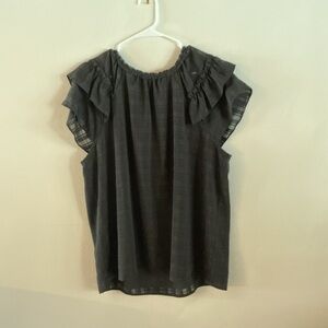 LOFT Elegant Black Ruffle Blouse
